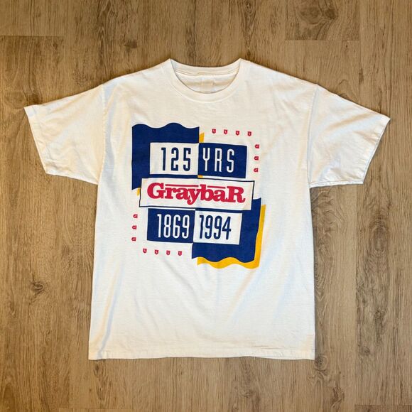 Graybar 125 Years Anniversary TShirt 1869–1994 White Large Vintage Single Stitch - Picture 1 of 6